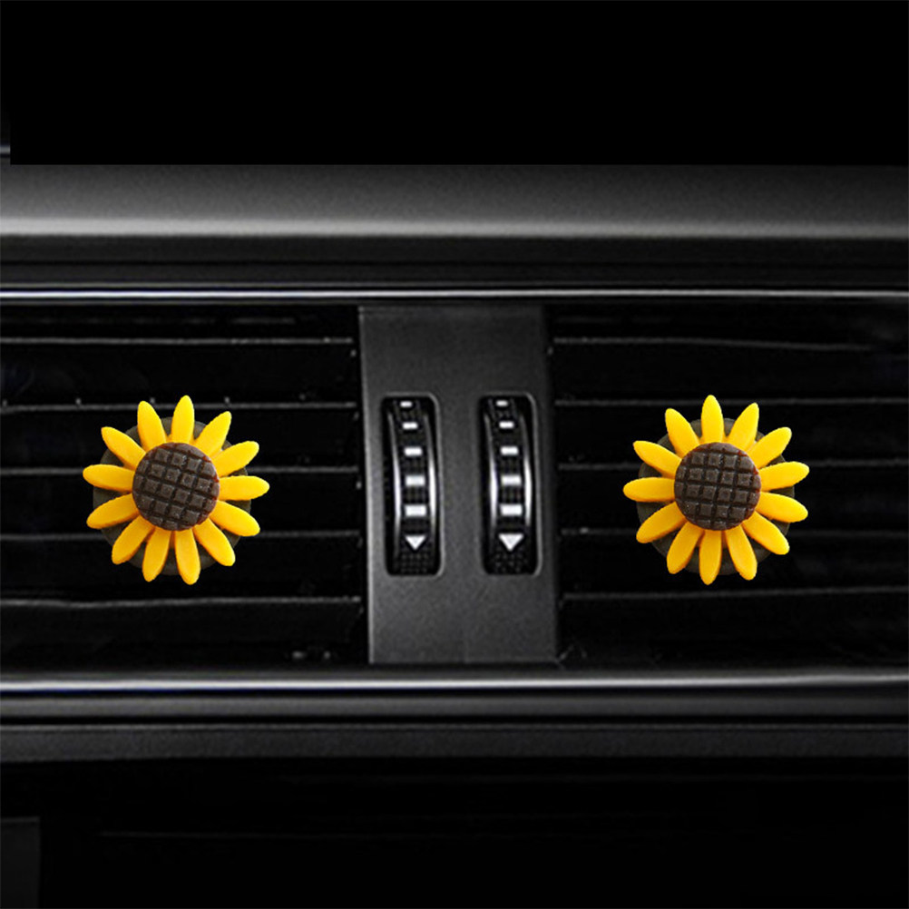 Home Fragrance Logo - 2 個ひまわり車用アロマセラピークリップ芳香剤ディフューザー自動車用ベント臭気フレグランスディスペンサーホームオフィス用