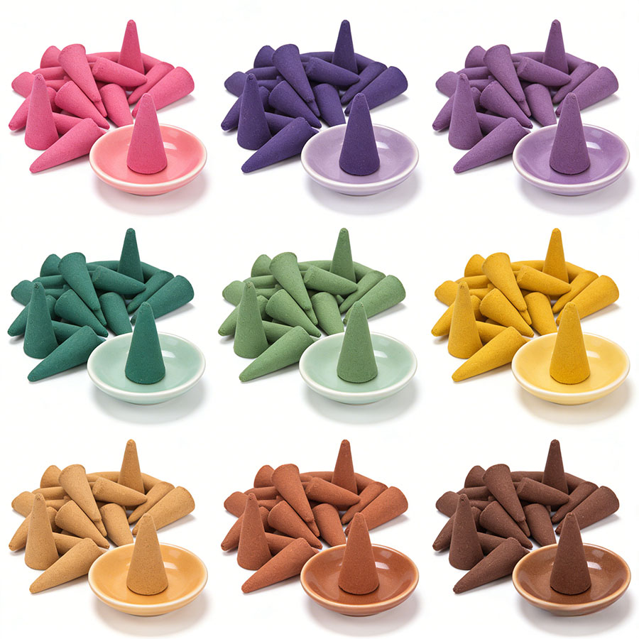Home Fragrance Vanilla - 混合タワー型お香コーンとペレット、家庭、オフィス、ヨガ、瞑想、リラクゼーションに最適な長時間持続する香り