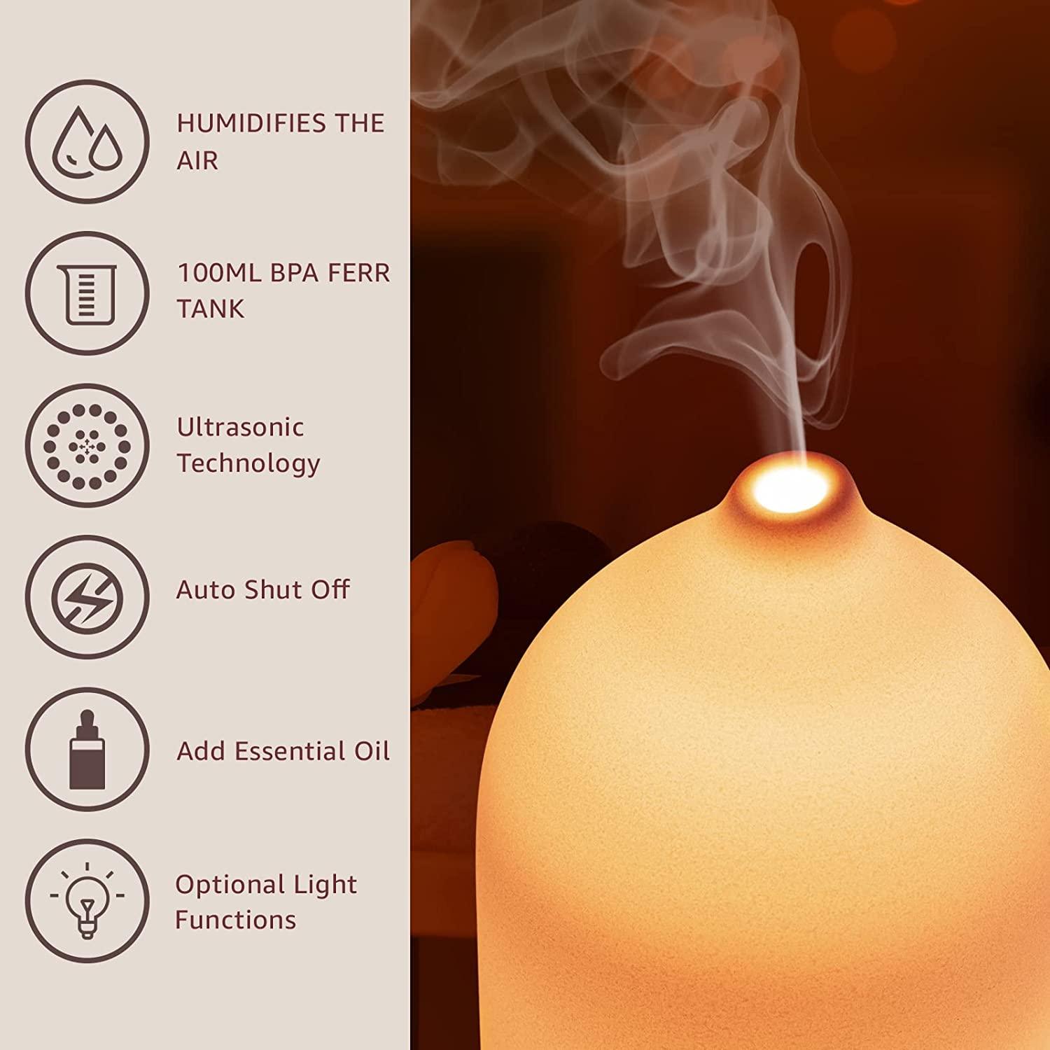 100ml セラミックエッセンシャルオイルディフューザー 寝 - Ceramic Oil Burner のレビューと価格