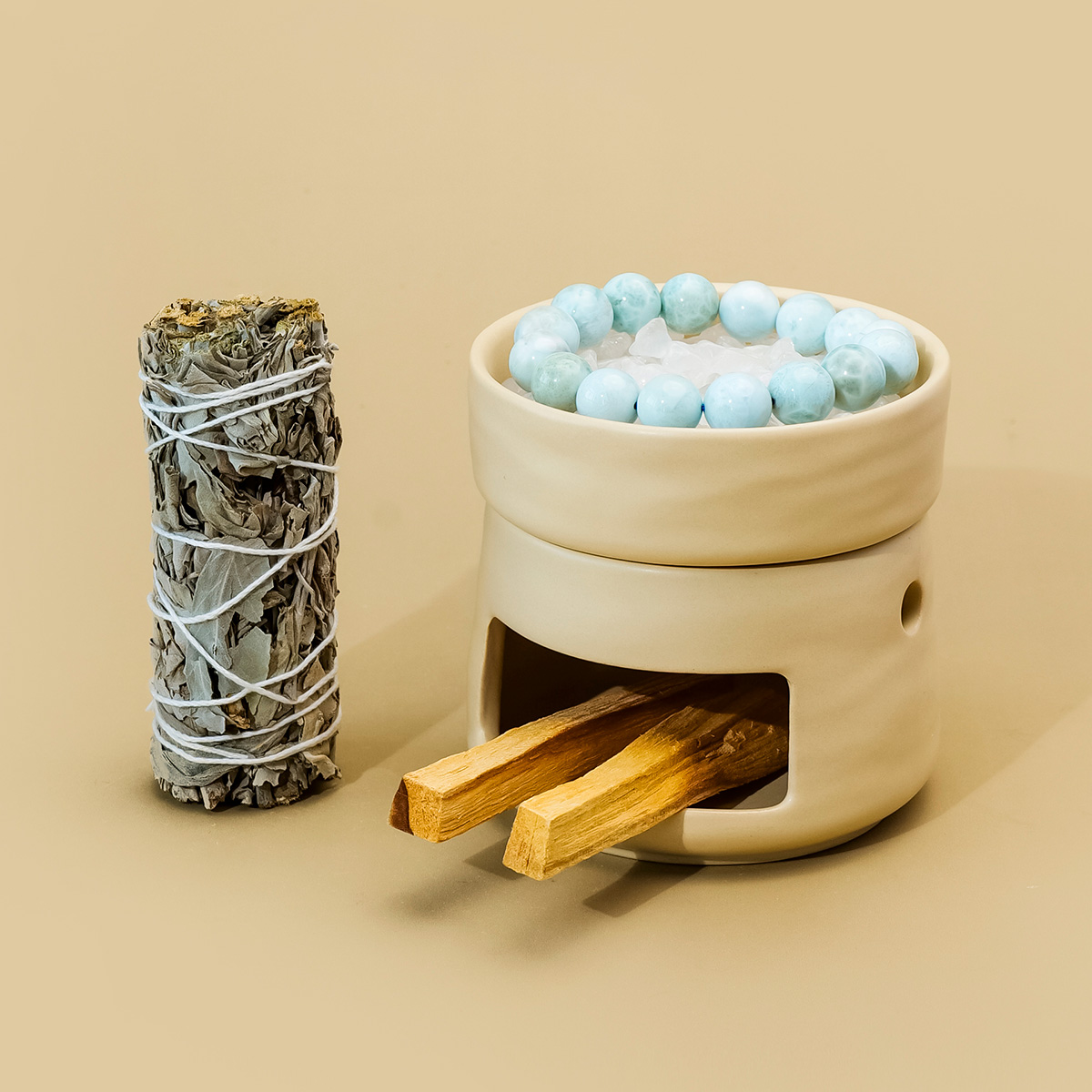 1セット天然クリスタルアロマストーン、セラミックアロマバーナ - Ceramic Oil Burner のレビューと価格