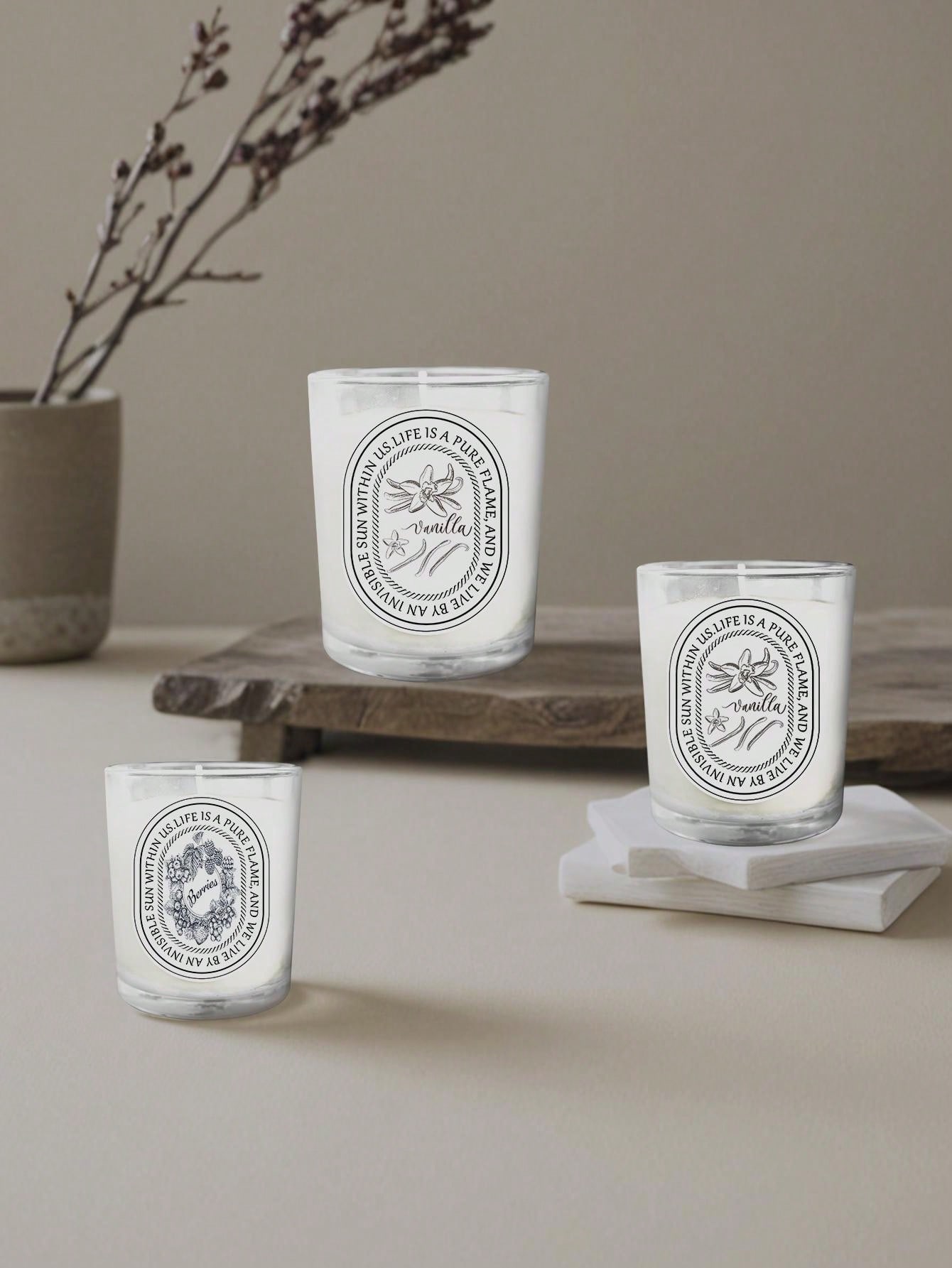 バニラ、ラベンダー、ローズのガラス瓶キャンドル、ホームフレグ - Home Fragrance Vanilla のレビューと価格